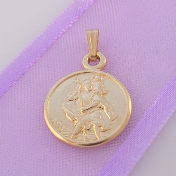 9CT GOLD 13mm ST CHRISTOPHER PATRON SAFE TRAVEL PENDANT -9Y_CP_HR2278