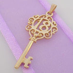 9CT GOLD 18 18th BIRTHDAY KEY CHARM PENDANT 13mm x 30mm -9Y_HR931
