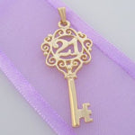 9CT GOLD 21 21ST BIRTHDAY KEY CHARM PENDANT 13mm x 30mm -9Y_HR932