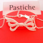 PASTICHE STERLING SILVER 33mm CZ BOW CHARM PENDANT NECKLACE MJ025CZ_40