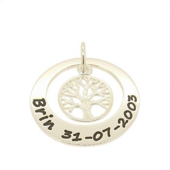 27mm CIRCLE OF LIFE FAMILY TREE OF LIFE PERSONALISED NAME PENDANT