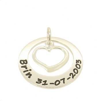 27mm CIRCLE OF LIFE GUARDIAN OPEN LOVE HEART PERSONALISED NAME PENDANT