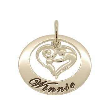 27mm CIRCLE OF LIFE MOTHER BABY LOVE HEART PERSONALISED NAME PENDANT
