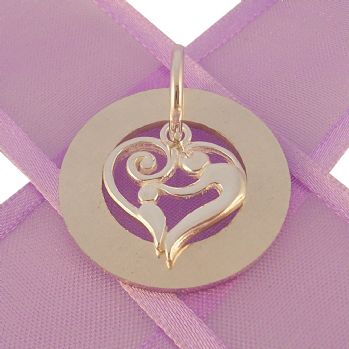 25mm CIRCLE OF LIFE PERSONALISED MOTHER BABY HEART NAME PENDANT -25mm-KB47-ss