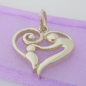 SOLID 16mm 9CT WHITE GOLD MOTHER BABY CHILD CHARM PENDANT - 9W_HRKB