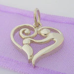 SOLID 16mm 9CT WHITE GOLD MOTHER BABY CHILD CHARM PENDANT - 9W_HRKB