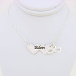 STERLING SILVER DOUBLE HEART IDENTITY MESSAGE DESIGN PERSONALISED INFINITY CHARM NECKLACE