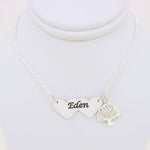 STERLING SILVER DOUBLE HEART IDENTITY MESSAGE DESIGN PERSONALISED TREE OF LIFE CHARM NECKLACE