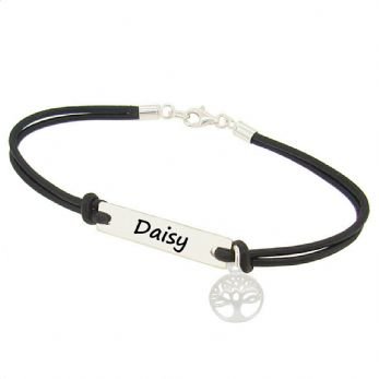 TREE OF LIFE UNISEX STERLING SILVER RECTANGLE IDENTITY MESSAGE DESIGN PERSONALISED BRACELET Made in Sizes Baby up to Adult