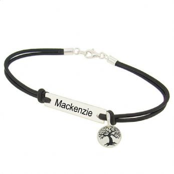 TREE OF LIFE UNISEX STERLING SILVER RECTANGLE IDENTITY MESSAGE DESIGN PERSONALISED BRACELET Made in Sizes Baby up to Adult