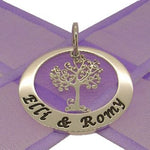 29mm CIRCLE TREE OF LIFE PERSONALISED FAMILY NAME PENDANT -29mm-KB60-SS