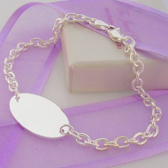 19CM STERLING SILVER OVAL IDENTITY BRACELET -BLET-CA100-BOD24