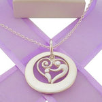 25mm CIRCLE OF LIFE PERSONALISED MOTHER BABY HEART NAME PENDANT CABLE NECKLACE -25mm-KB57-KB47-SS-CA40