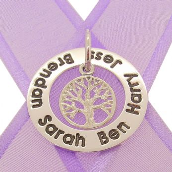 28mm CIRCLE OF LIFE PERSONALISED 14mm TREE OF LIFE CHARM NAME PENDANT NECKLACE -28mmFP136-KB52
