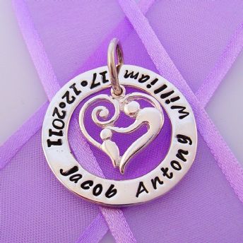 28mm CIRCLE OF LIFE PERSONALISED FAMILY NAME PENDANT MOTHER BABY CHILD CHARM -28mm-FP136-KB47-jr