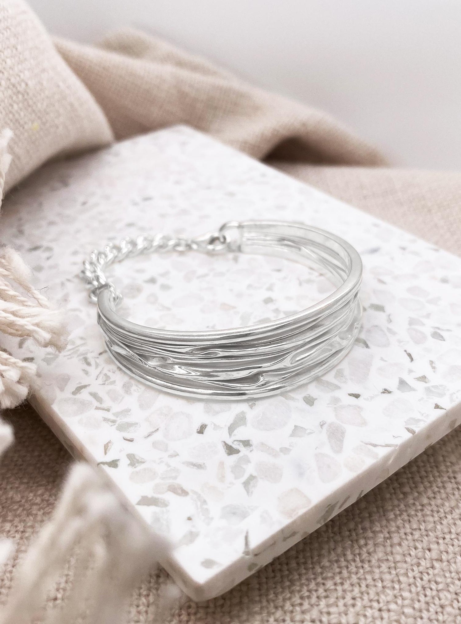 Baby Child Waves of Love Sterling Silver Cuff Bangle