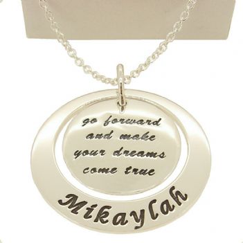 29mm CIRCLE PERSONALISED NAME PENDANT GO FORWARD