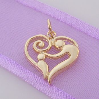 SOLID 16mm 9CT GOLD MOTHER BABY CHILD CHARM PENDANT - 9Y_HRKB78