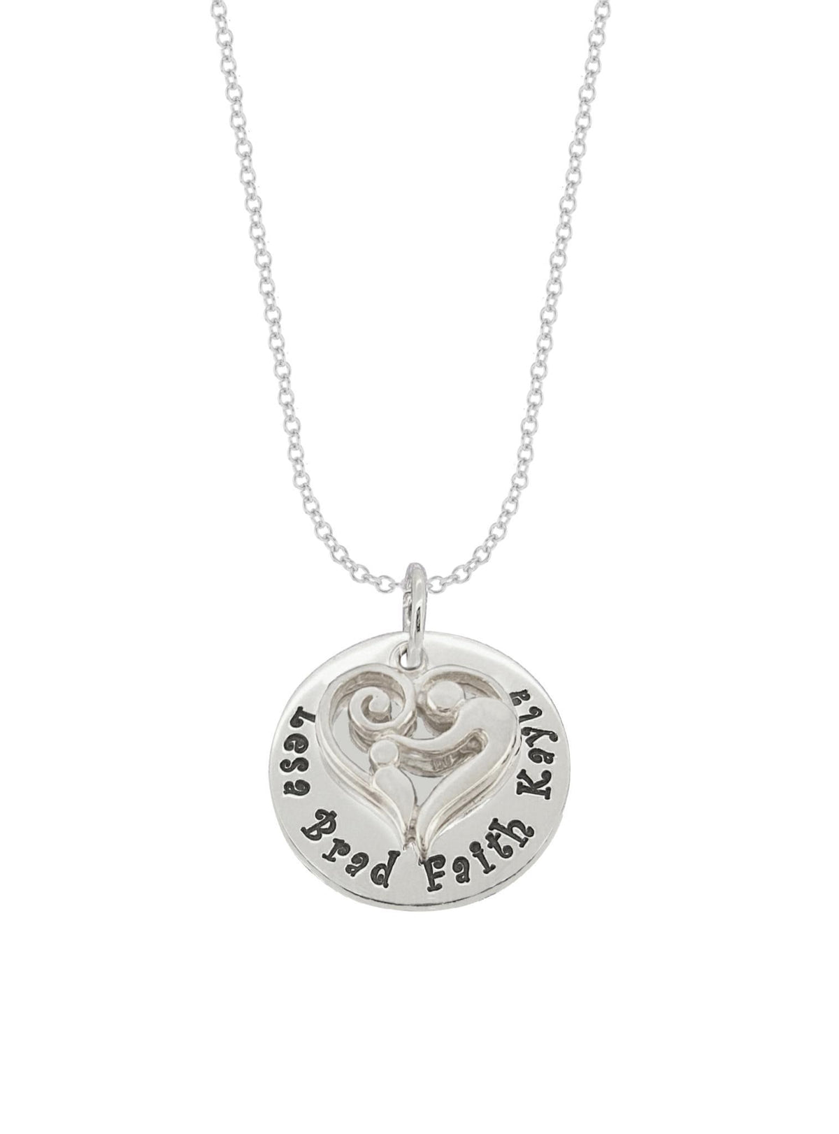 23mm Round Personalised Mother Baby Child Name Pendant Cable Necklace