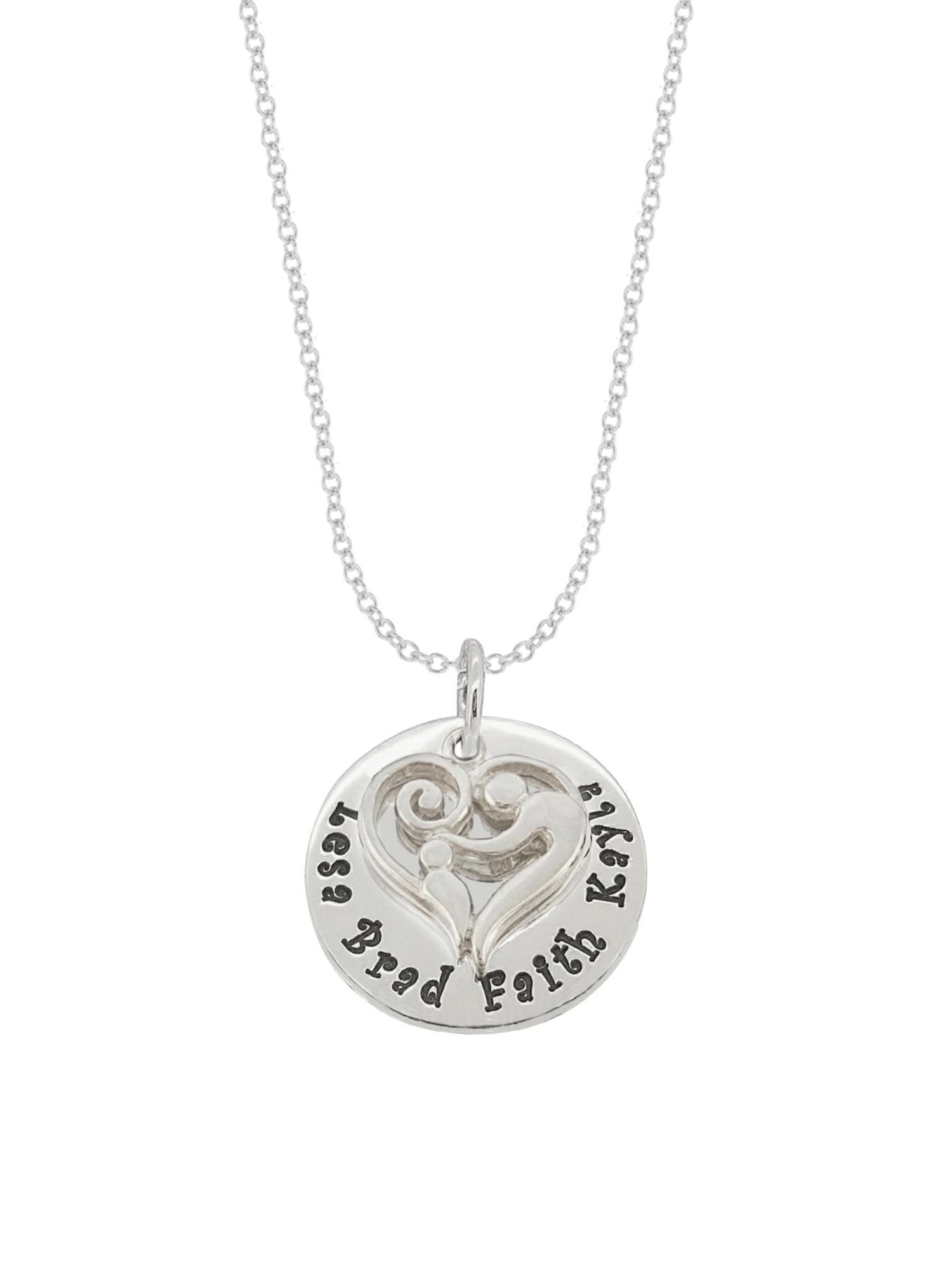 23mm Round Personalised Mother Baby Child Name Pendant Cable Necklace