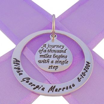 33mm CIRCLE OF LIFE PERSONALISEDJourney of a thousand miles NAME PENDANT -33mm-KB58-54-706-9804