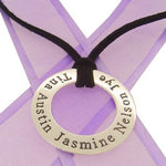 STERLING SILVER MENS and UNISEX 30mm CIRCLE OF LIFE PERSONALISED NAME DESIGN -28mm-J710BK_100