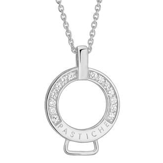PASTICHE STERLING SILVER CZ 23.5mm CHARM PENDANT ENHANCER DROP 75CM CABLE NECKLACE QJ003CZ_75
