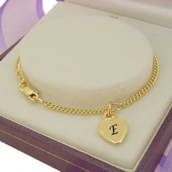 PERSONALISED 9CT GOLD 8mm HEART CHARM CURB BRACELET -BLET_C50_HR1980_9Y
