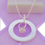 28mm CIRCLE OF LIFE PERSONALISED ENGAGEMENT RING CHARM NAME PENDANT NECKLACE -28mmFP136-925-110-988-44