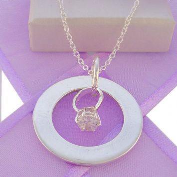 28mm CIRCLE OF LIFE PERSONALISED ENGAGEMENT RING CHARM NAME PENDANT NECKLACE -28mmFP136-925-110-988-44