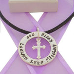 28mm CIRCLE OF LIFE PERSONALISED FAMILY NAME PENDANT & CROSS CHARM NECKLACE BLACK -28mm-FP136-CROSS-HR2392-BLK