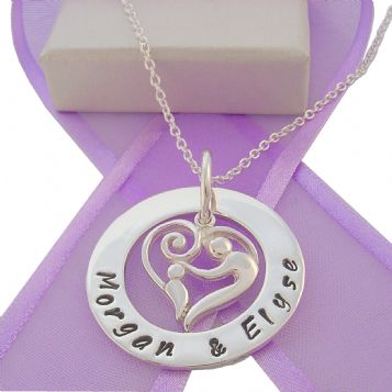 28mm CIRCLE OF LIFE PERSONALISED FAMILY NAME PENDANT MOTHER BABY CHILD CHARM NECKLACE -28mm-KB78-ca40-ss