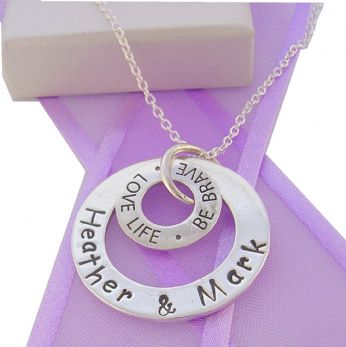 28mm CIRCLE OF LIFE PERSONALISED LOVE LIFE BE BRAVE CHARM NAME PENDANT NECKLACE -28mmFP136-925-54-706-9394