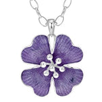 PASTICHE STERLING SILVER 33mm LAVENDER ENAMEL FLOWER PENDANT NECKLACE P736PU_50