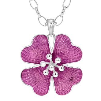 PASTICHE STERLING SILVER 33mm PINK ENAMEL FLOWER PENDANT NECKLACE P736PK_50