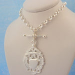14g STERLING SILVER FOB CHAIN TBAR BELCHER SHIELD PENDANT CHARM NECKLACE
