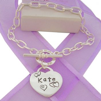 25mm PERSONALISED LOVE HEART CABLE TBAR TOGGLE BRACELET -BLET-25mm-KB57-LCA100TB-H18