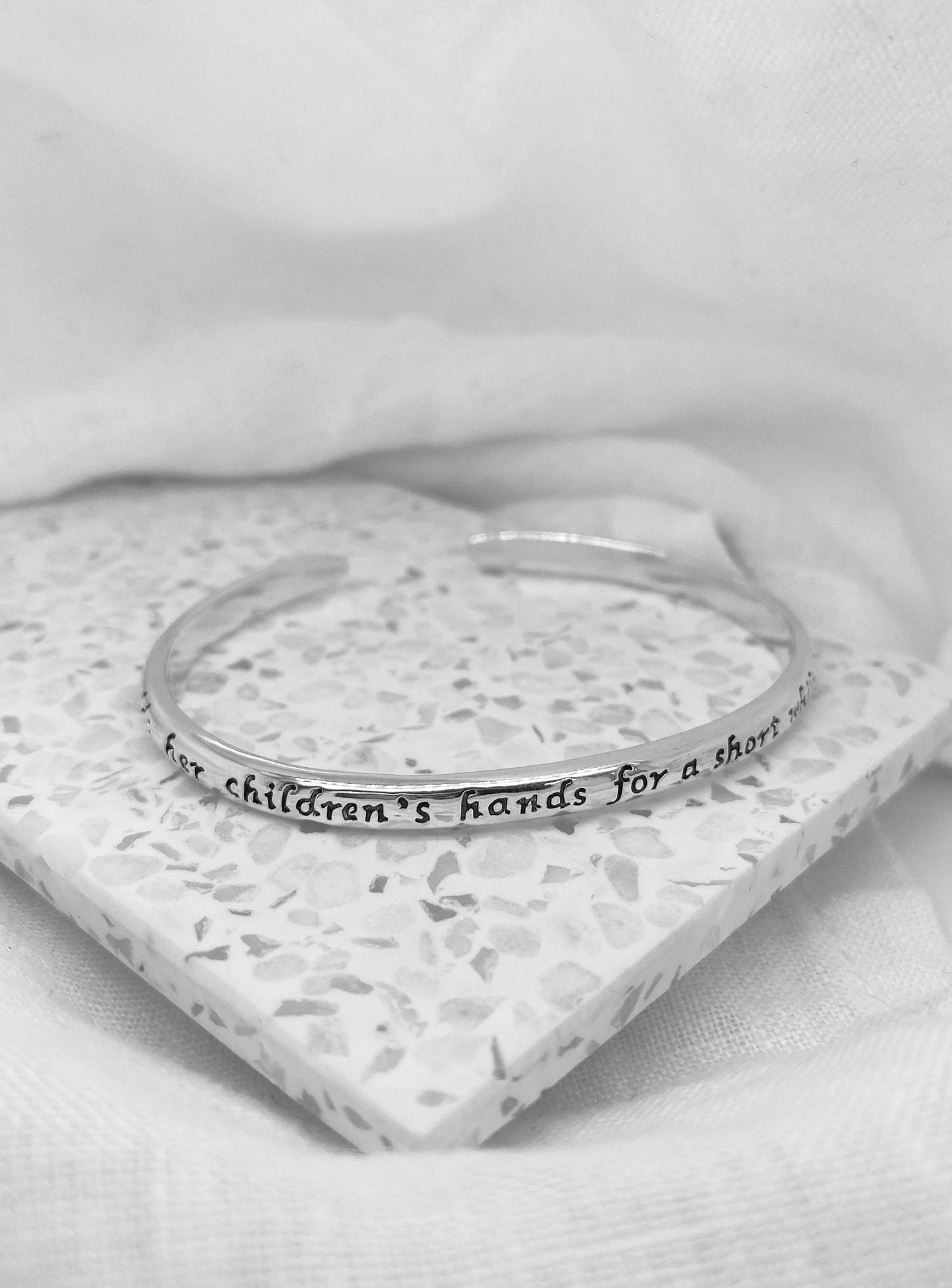 Sterling Silver Mother Design Message Cuff Bangle