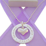 28mm CIRCLE OF LIFE PERSONALISED 14mm HEART CHARM NAME PENDANT NECKLACE -28mmFP136-14mmHEART-2mmBALL