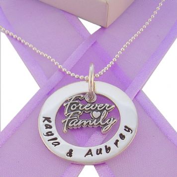 28mm CIRCLE OF LIFE PERSONALISED FAMILY FOREVER CHARM NAME PENDANT NECKLACE -28mmFP136-TI-09710-2mm BALL