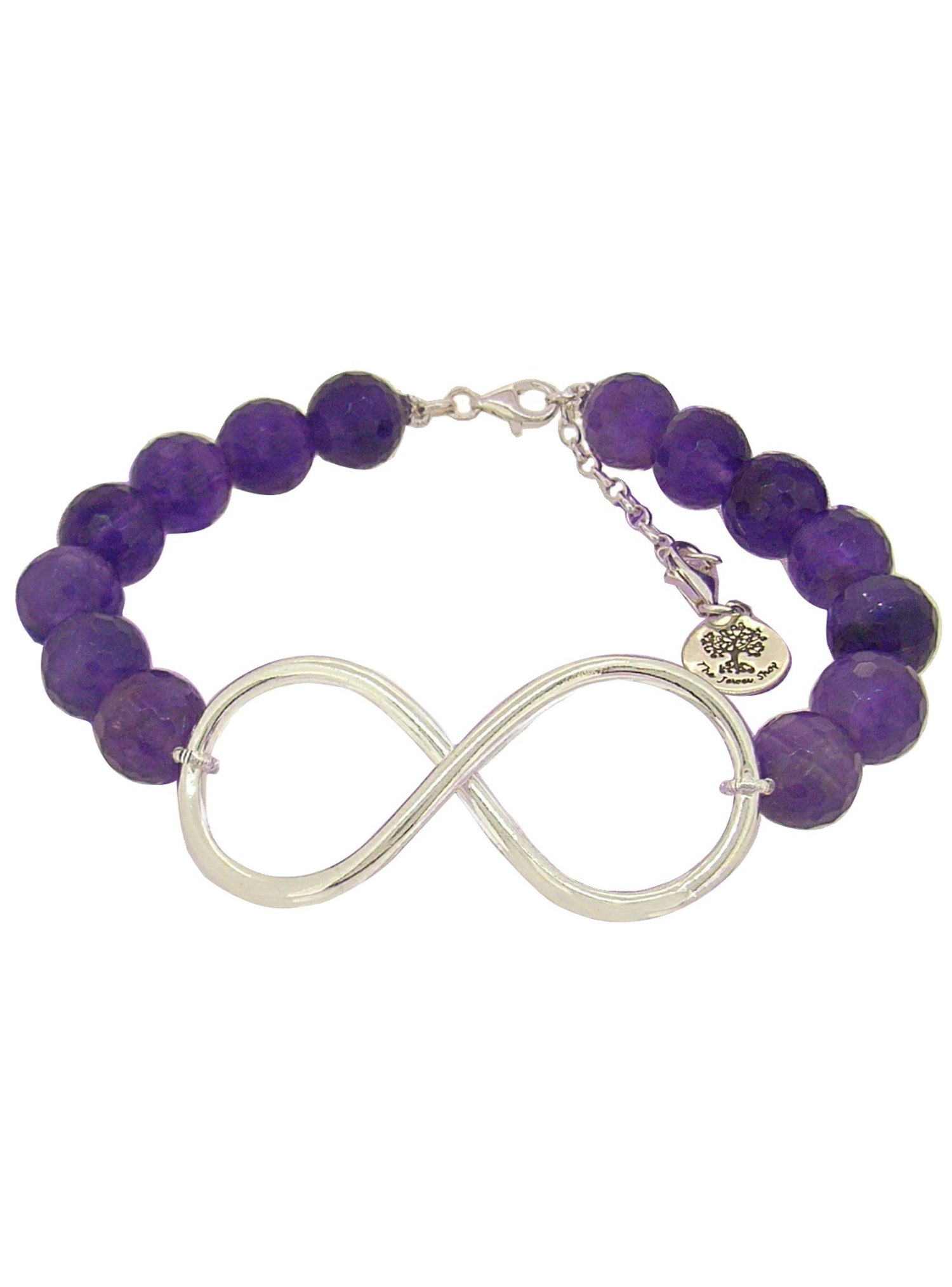Amethyst Beaded Sterling Silver Infinity Bracelet