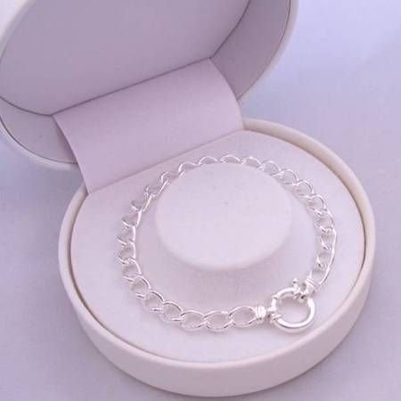 12g STERLING SILVER 13mm BOLT RING CURB BRACELET 19.5cm