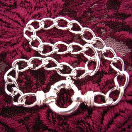 12g STERLING SILVER CURB 13mm BOLT RING BRACELET 19cm
