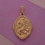 9CT GOLD 15mm ST CHRISTOPHER PATRON SAFE TRAVEL PENDANT -9Y_CP_HR2115