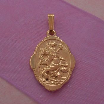 9CT GOLD 15mm ST CHRISTOPHER PATRON SAFE TRAVEL PENDANT -9Y_CP_HR2115