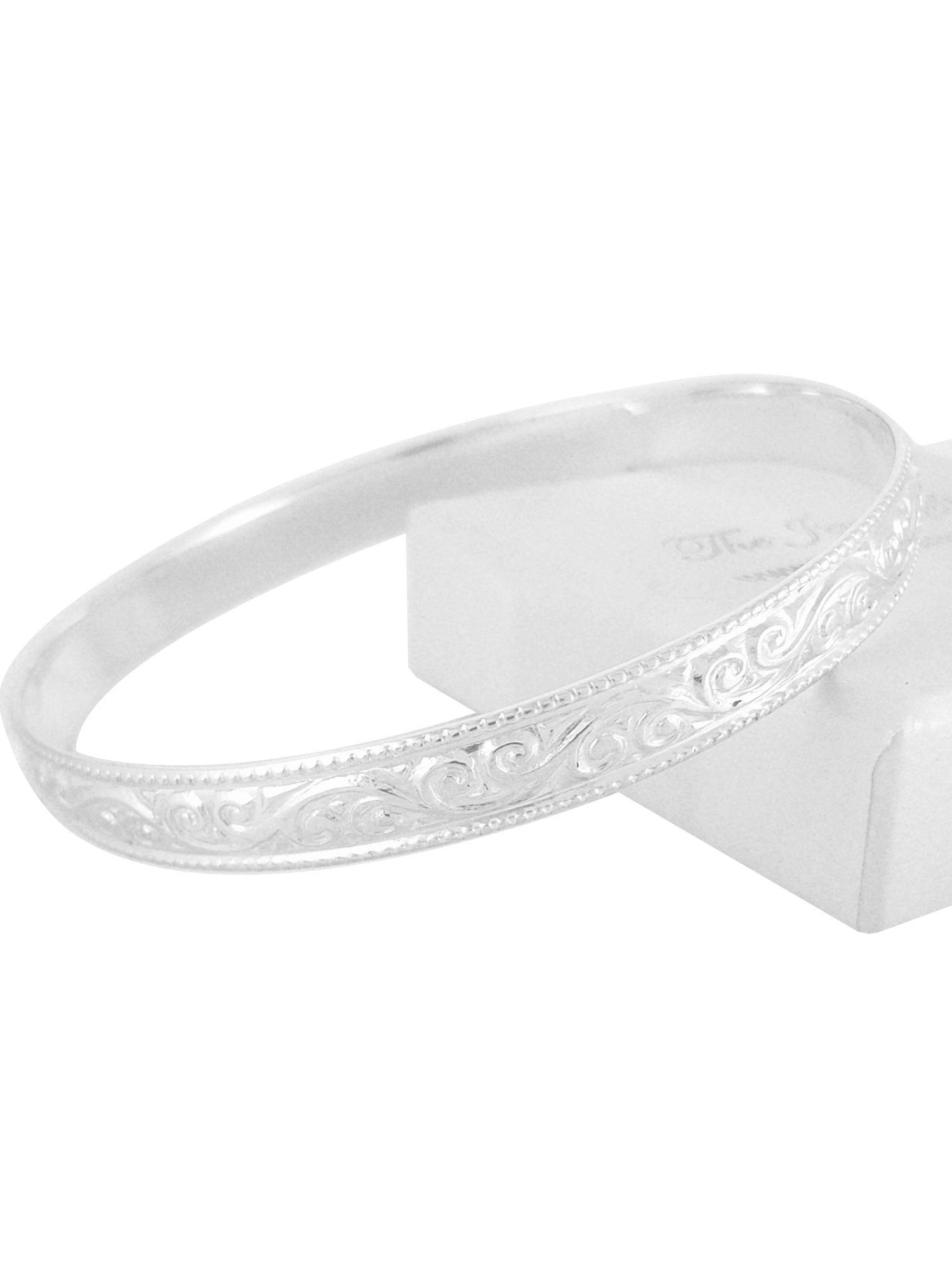 Filigree Embossed 5mm Bangle in Sterling Silver