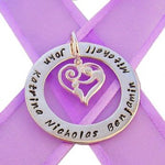 37mm CIRCLE OF LIFE PERSONALISED NAME MOTHER BABY CHILD HEART PENDANT -37mm-KB56-KB47