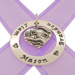 37mm CIRCLE OF LIFE PERSONALISED NAME FOOTSTEPS HEART -37mm-KB-SSjr
