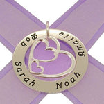 37mm CIRCLE OF LIFE PERSONALISED NAME TRIPLE HEART PENDANT -37mm-SS-KB124