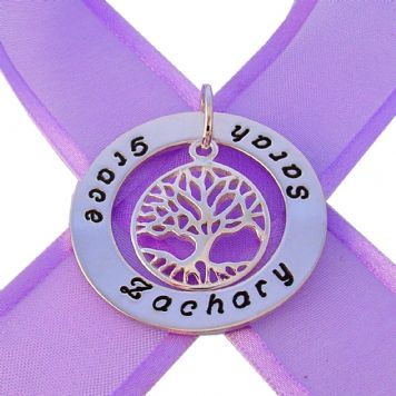 37mm CIRCLE OF LIFE PERSONALISED TREE OF LIFE CHARM NAME PENDANT -37mm-KB48 -SS